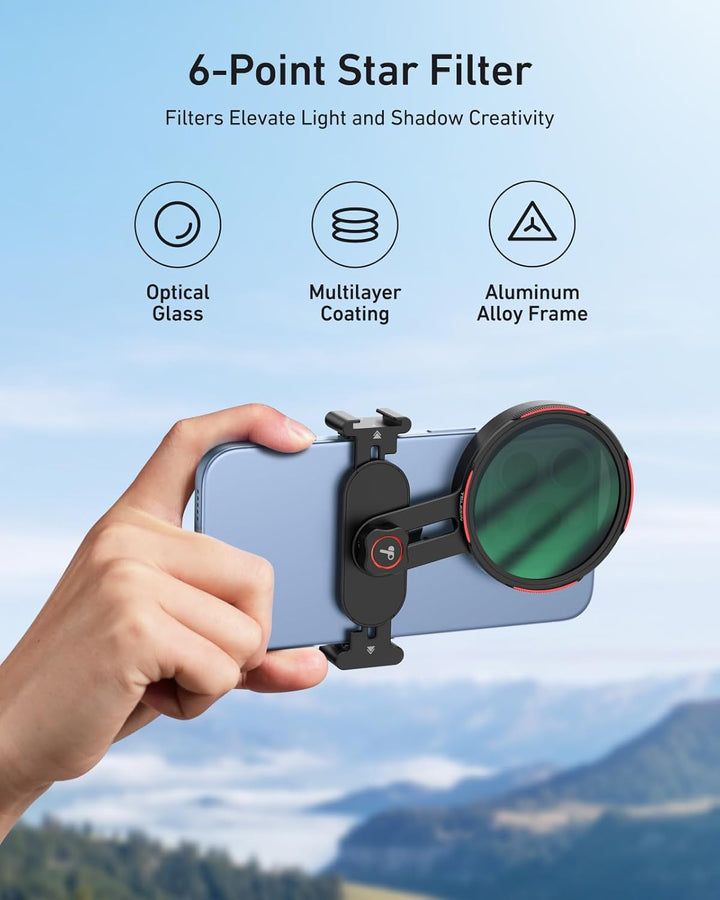 TELESIN 67mm 6 Points Star Hnady Telefonobjektiv-Filter, DSLR-Kameraobjektiv, Mehrschichtiges Nano-v