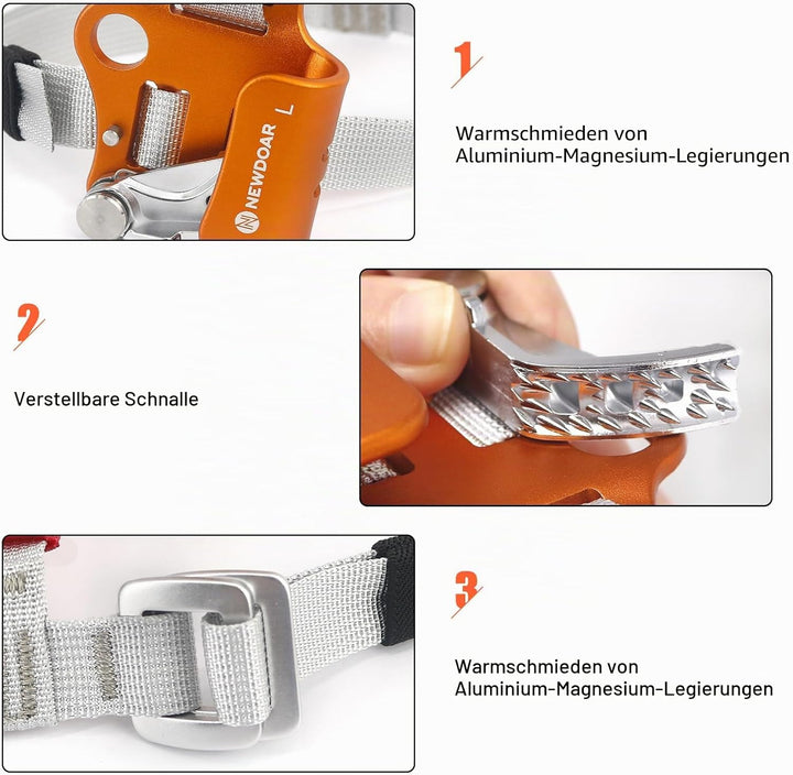 NewDoar Foot Ascender Riser Klettern Baum Baumpfleger Bergsteigen Abseilen Quick Step Ausrüstung Kle