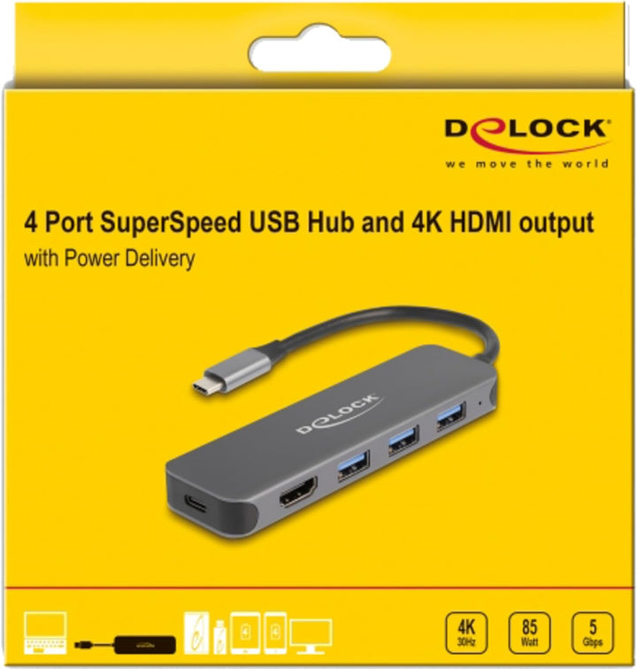 Delock 3 Port USB Hub und 4K HDMI Ausgang mit USB Type-C™
