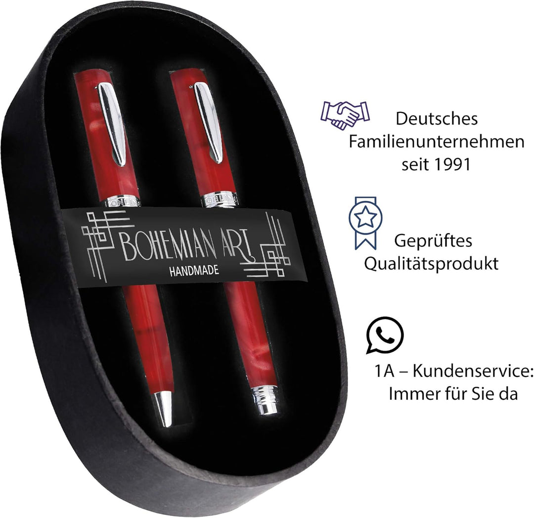ONLINE 44018 Schreib-Set Bohemian Art Red I Schreibgeräte aus Kunstharz und Acryl I hochwertiger Fül