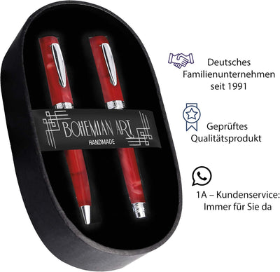 ONLINE 44018 Schreib-Set Bohemian Art Red I Schreibgeräte aus Kunstharz und Acryl I hochwertiger Fül
