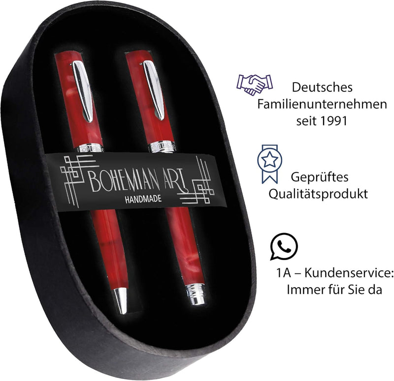ONLINE 44018 Schreib-Set Bohemian Art Red I Schreibgeräte aus Kunstharz und Acryl I hochwertiger Fül