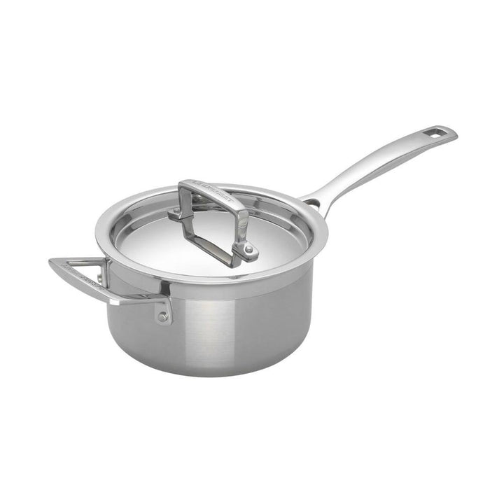 Le Creuset Stielkasserolle mit Deckel aus 3-ply Edelstahl, Ø 20 cm, Für alle Herdarten inkl. Indukti