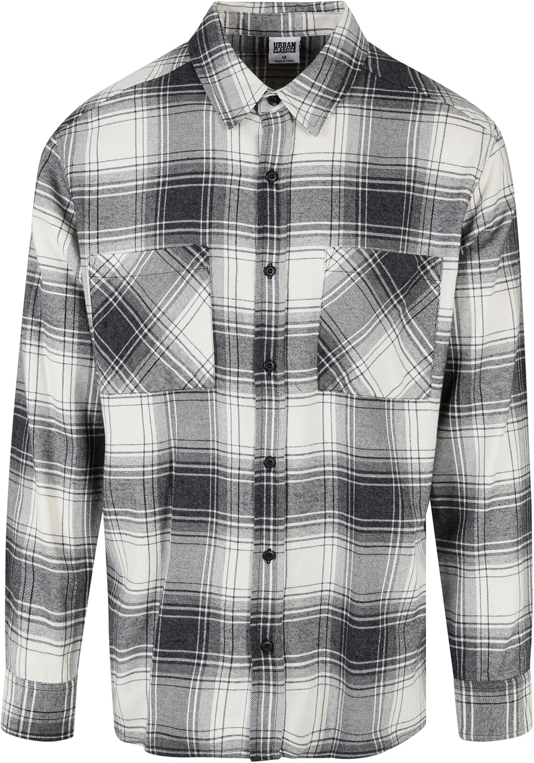 Urban Classics Mock Check Shirt Männer Langarmhemd beige/schwarz Basics 5XL Whitesand/Black, 5XL Whi