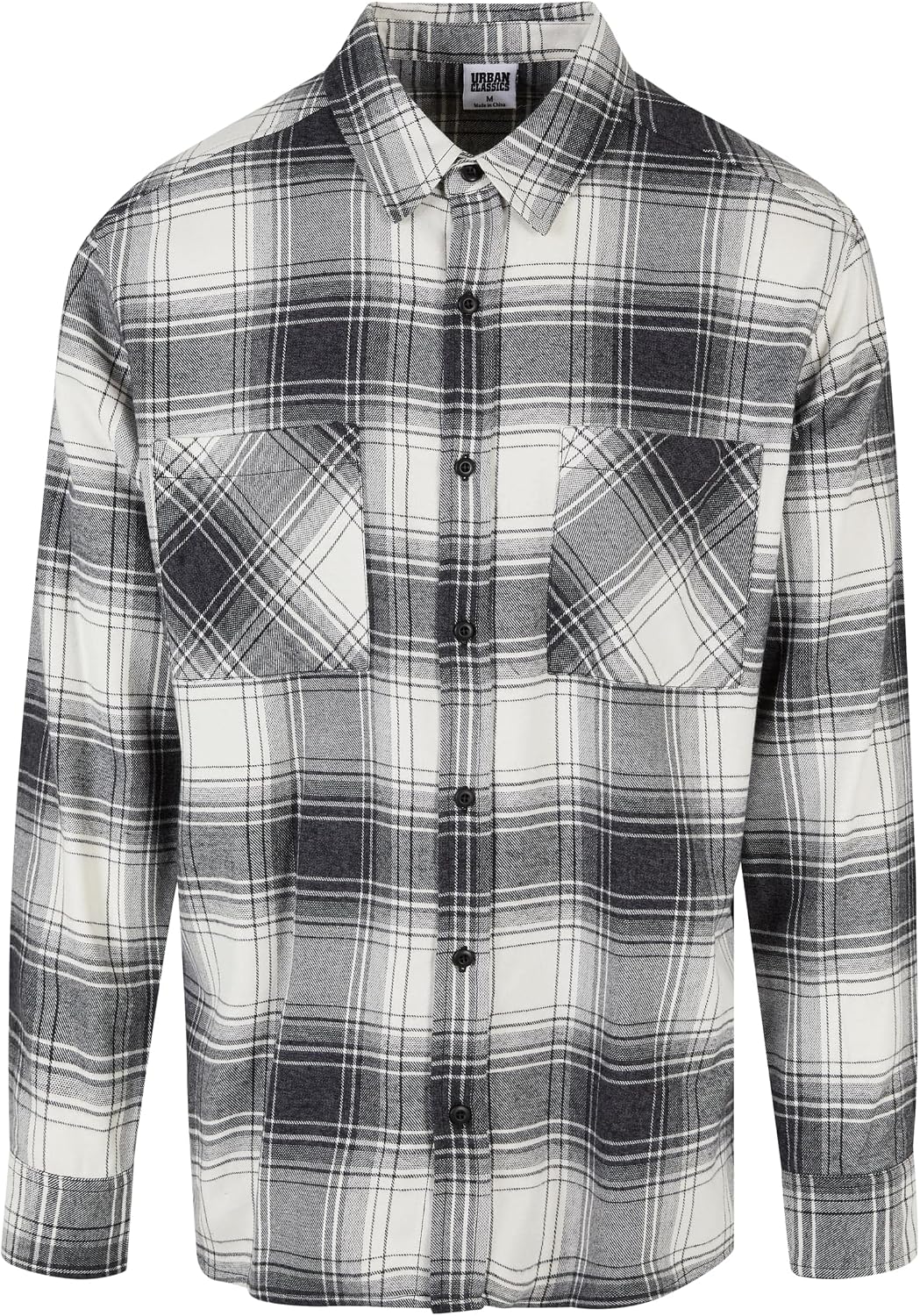 Urban Classics Herren Mock Check Shirt, legeres Hemd für Männer mit Brusttasche und überschnitten Sc