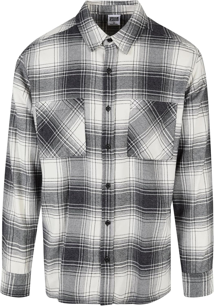 Urban Classics Herren Mock Check Shirt, legeres Hemd für Männer mit Brusttasche und überschnitten Sc