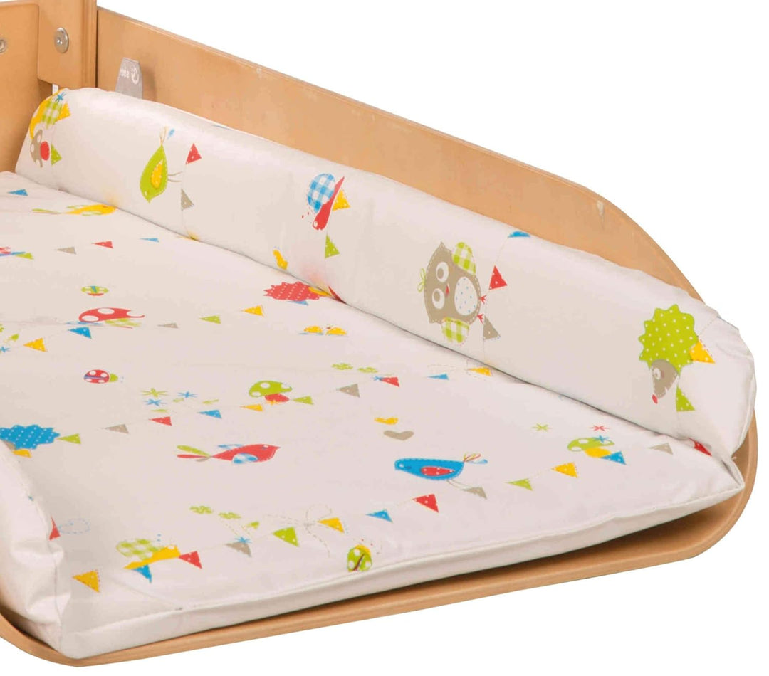 roba Wandwickeltisch natur - Klappbares Wickelregal aus gebogenem Holz gebogen + Wickelunterlage Wal