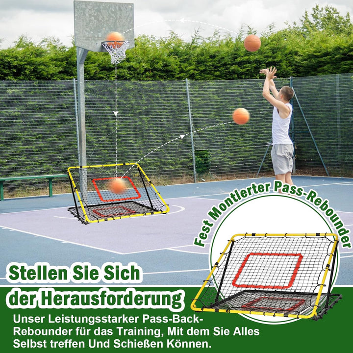 Fussball Rebounder, 85x85cm/120x120cm Rebounder für Fussball, Verstellbar mit 8 Winkeln, Doppellagig