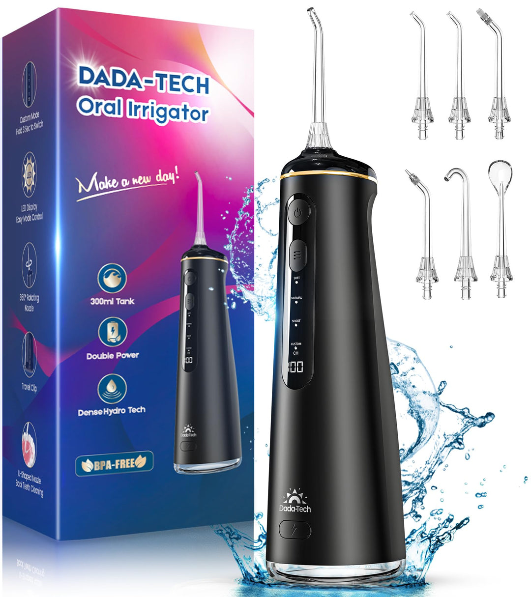 Munddusche Kabellos, Water Flosser for Teeth Mit 4 Modi & 8 Anpassbaren Stufen 300ML Tank Munddusche
