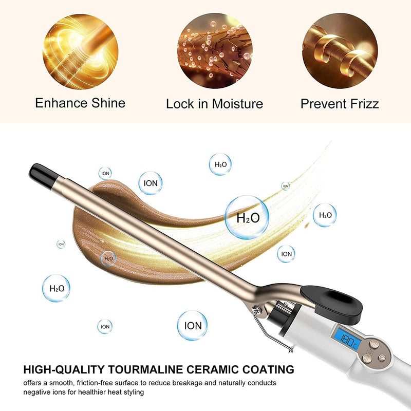 13MM Mini dünner Lockenstab mit Klemme, AIMERVO Afro Haarcurler LCD 11 Temperaturstufen 110-210℃ für