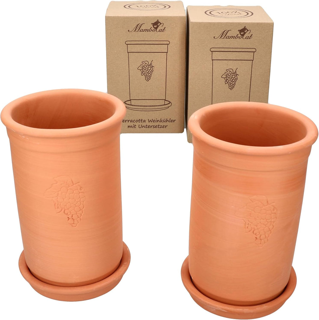 MamboCat | 2er Set Weinkühler + Untersetzer | Ø 12.5 cm | H 20.5 cm | Flaschen-Kühler für Wasser, We