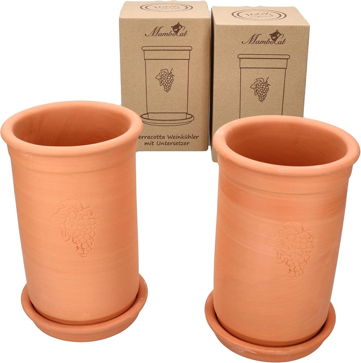 MamboCat | 2er Set Weinkühler + Untersetzer | Ø 12.5 cm | H 20.5 cm | Flaschen-Kühler für Wasser, We