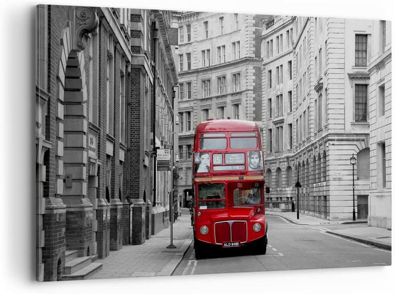 Bilder auf Leinwand 100x70cm Leinwandbild Bus england urlaub london Gross Wanddeko Bild Schlafzimmer