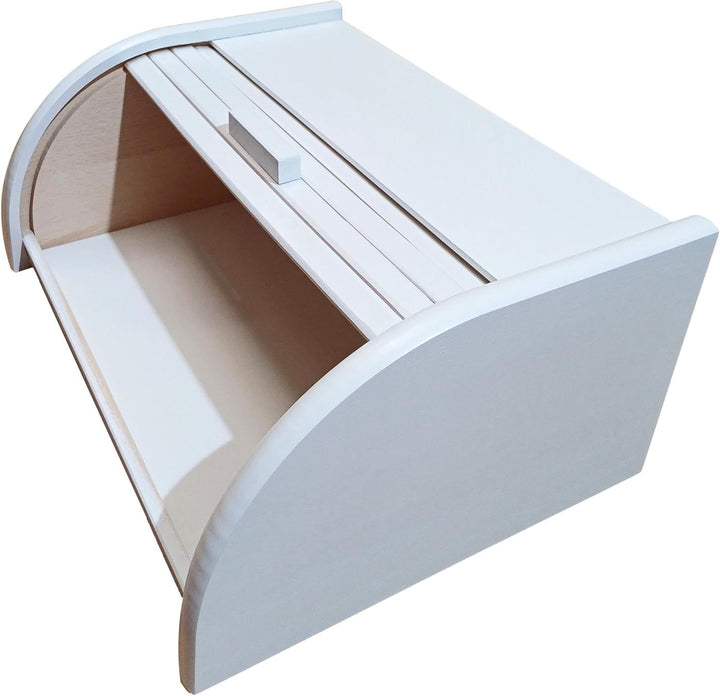 Brot-Box aus Holz, aufrollbar oder herunterklappbar, verschiedene Versionen erhältlich, holz, weiss,