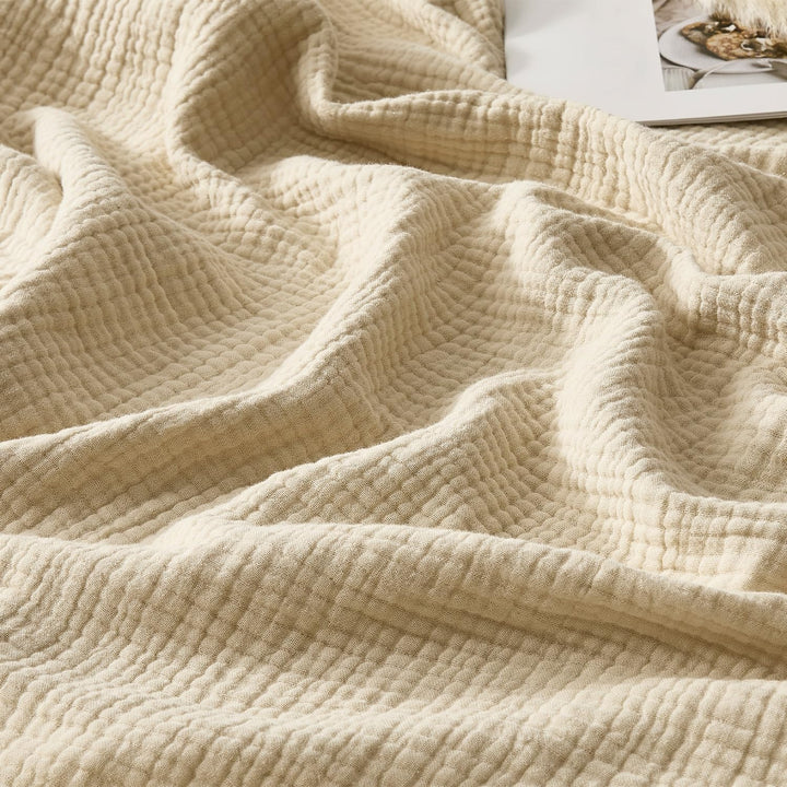 R.SHARE 100% Baumwolle Musselin Decke 150x200cm, 4-lagige Atmungsaktive Weiche Baumwolldecke Sommerd