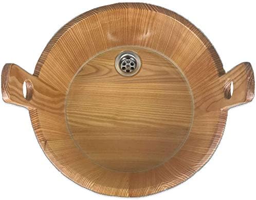SudoreWell® Sauna Fusswanne aus Lärchenholz mit transparenter Versieglung inkl. Ablauf mit Standrohr
