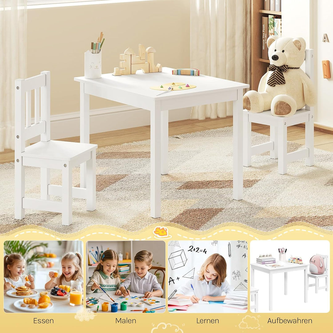 WOLTU Kindertisch mit 2 Stühlen, für Kinderzimmer Kindergarten, Kinder Tisch Stuhl Set, Sitzgruppe f