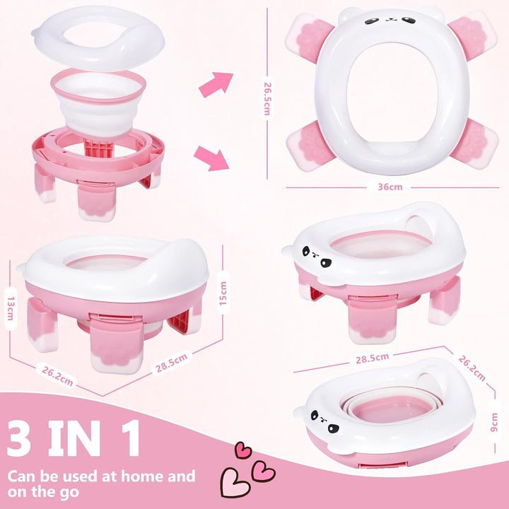 Toilettensitz Kinder, Töpfchen für Unterwegs, Reisetoilette Kinder, Faltbares Töpfchen, Anti-Rutsch-
