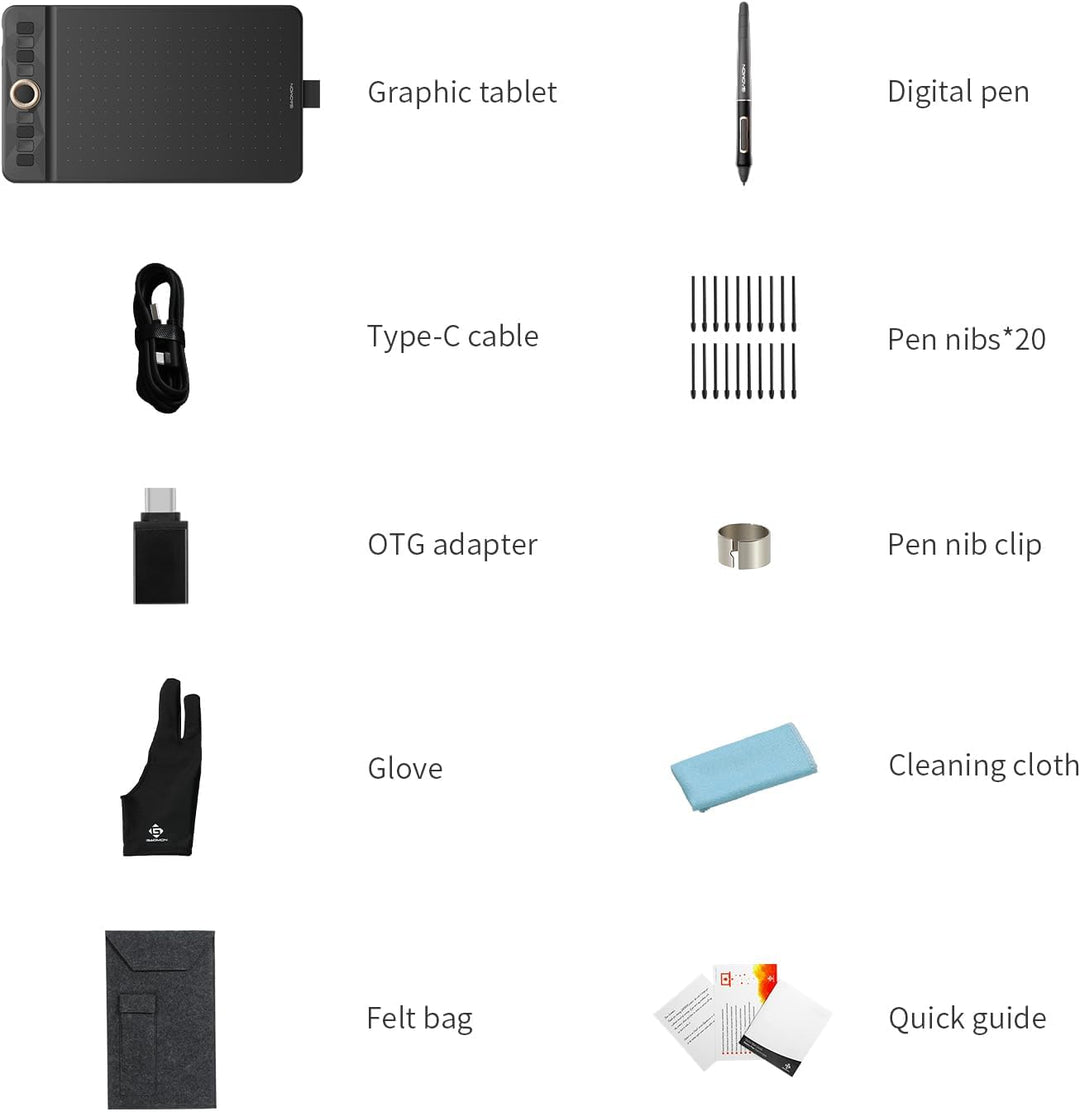 GAOMON WH851 Drahtloses Grafiktablett, Batteriefreier AP519 Digitaler Stift, 8 Programmierbare Druck