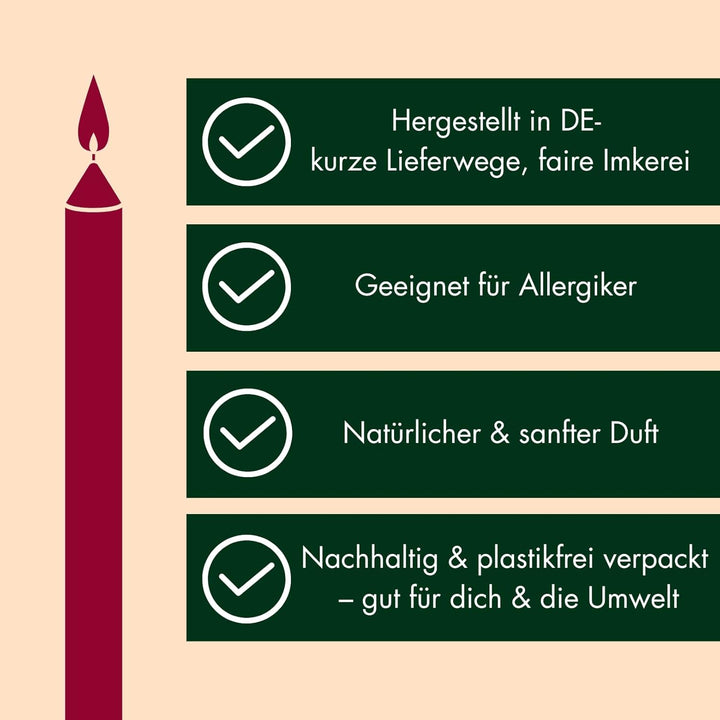Bienenwachskerzen, Stabkerzen aus 100% Bienenwachs, Handgefertigt seit 1988, Dinner Kerzen, natürlic