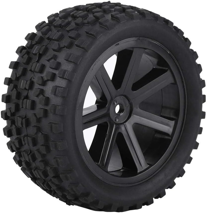 Qiterr 4pcs RC Auto-Reifen, 1/10 RC LKW-Gummireifen-Rad-Reifen-Zusätze für das Laufen des Buggy-Kett