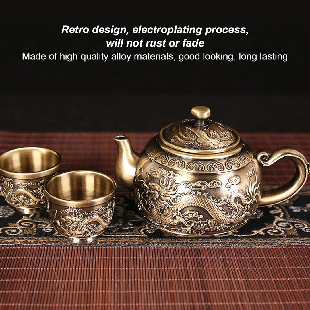 Vintage Coffee Pot Set, Metall Tee Set mit 4 Tassen und Tabletthilfemuster Marokkanischer Teekannens