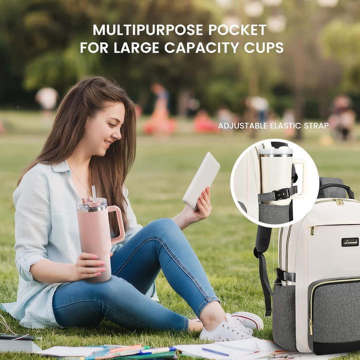 LOVEVOOK Rucksack Damen,15,6 Zoll Laptop Schulrucksack Teenager mit grossem Fach für Trinkflaschen,T