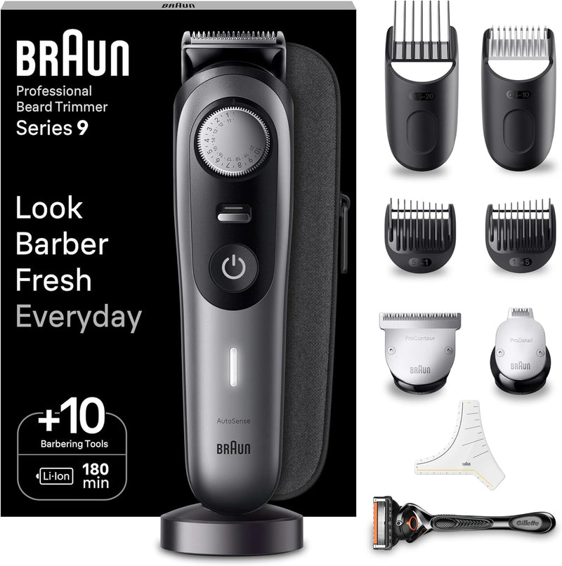 Braun Barttrimmer, Trimmer/Haarschneider Herren, Haarschneidemaschine Profi, 40 Einstellungen, Lades