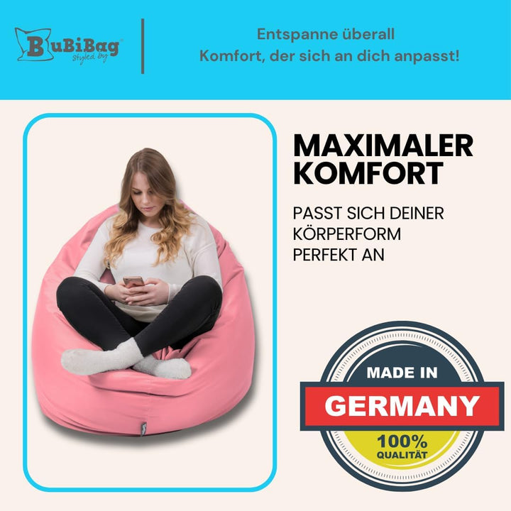 BuBiBag 2in1 Sitzsack L - XXL mit Füllung für Kinder &amp; Erwachsene, Gaming Beanbag &amp; Bodenkissen für