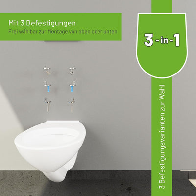 LUVETT® WC-Sitz mit Absenkautomatik C100 oval universell, Toilettendeckel mit 3 Edelstahl Montagelös