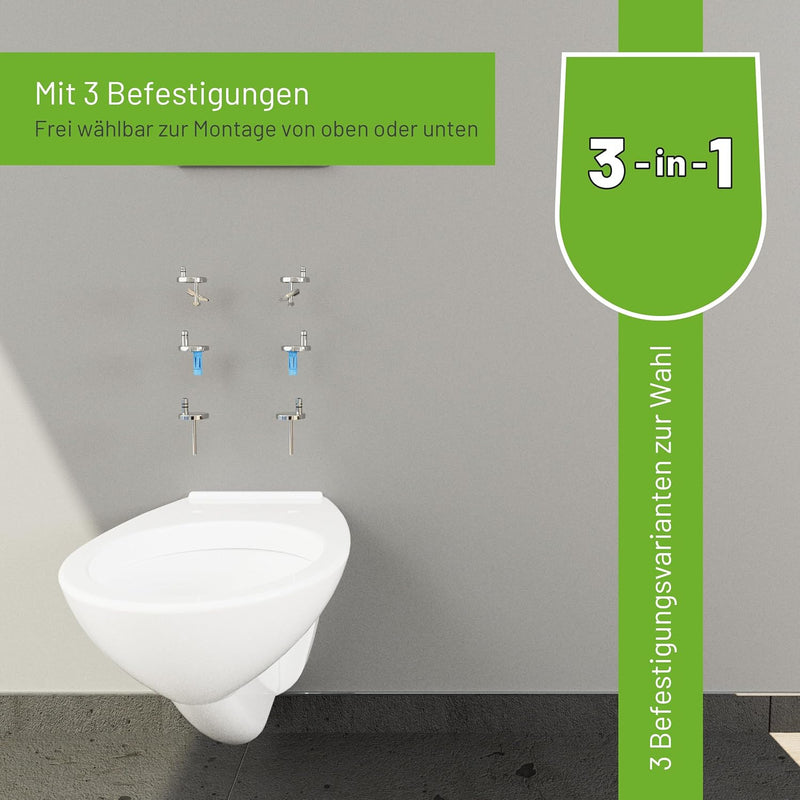 LUVETT® WC-Sitz inkl. 3 Edelstahl Montagelösungen & Absenkautomatik Softclose, Made in EU, antibakte