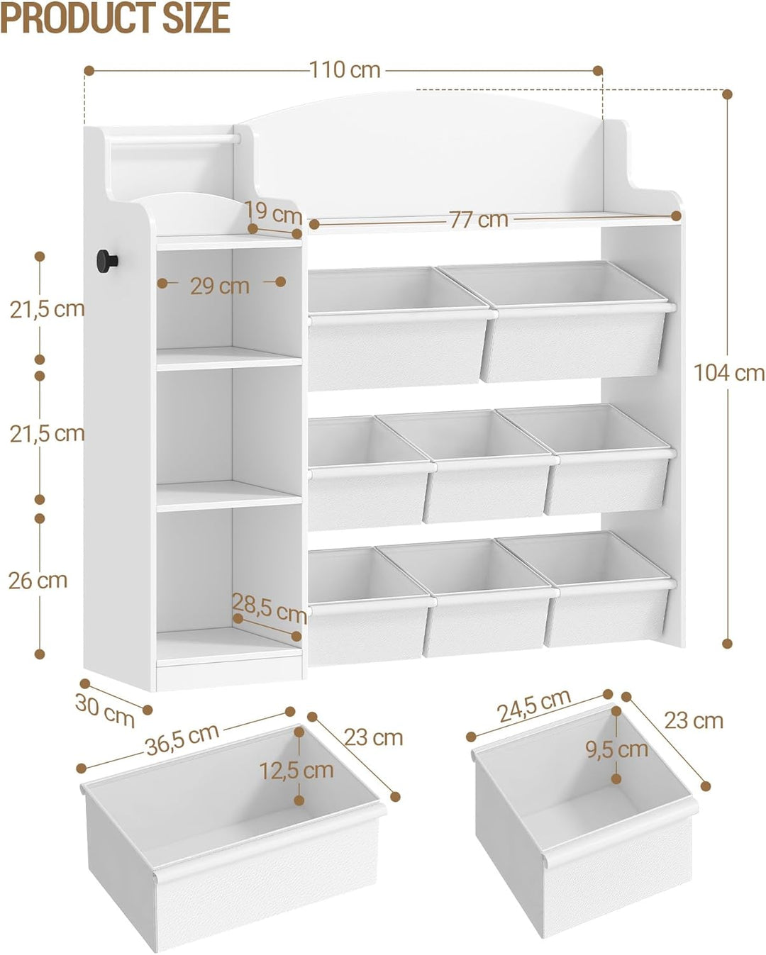 Hzuaneri Kinderregal, Bücherregal Kinder aus Holz, Spielzeugregal mit 8 Stoffschubladen für Kinderzi