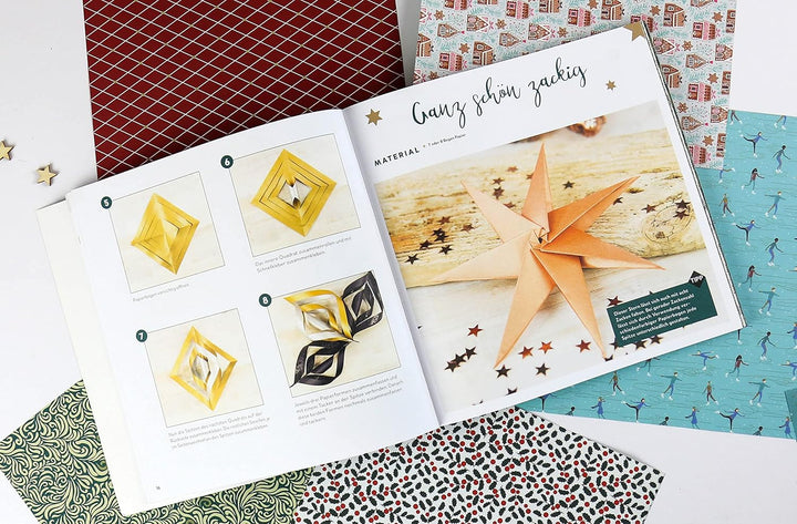 Origamisterne? Gerne! – Gold Edition – Weihnachtliches Bastelset zum Sofort-Losfalten: Mit Anleitung