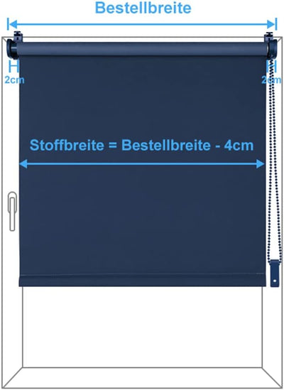 Eurohome Verdunkelungsrollo Thermo Rollo 100x210cm (Stoffbreite 96 cm) Dunkelblau Klemmfix ohne Bohr