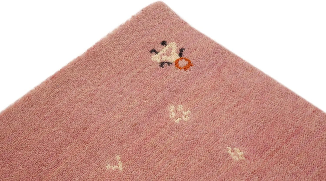 RUG PRINCE Wollteppich Gabbeh Muti 60x60 Handgewebt Quadratisch Rosa Einfarbig Handarbeit 60x60 cm R