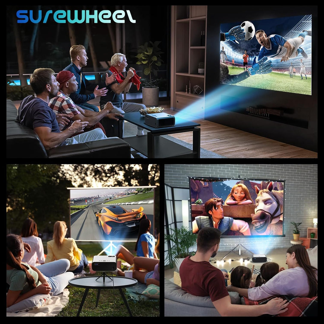 SUREWHEEL Beamer, 12000 Lumen 5G WiFi Bluetooth Beamer, E60 Full HD 1080P Heimkino Projektor kompati