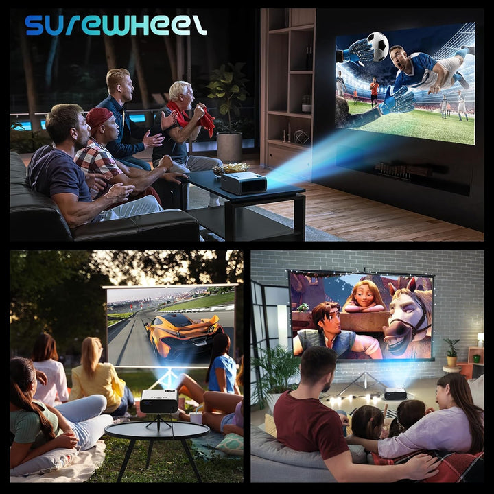 SUREWHEEL Beamer, 12000 Lumen 5G WiFi Bluetooth Beamer, E60 Full HD 1080P Heimkino Projektor kompati