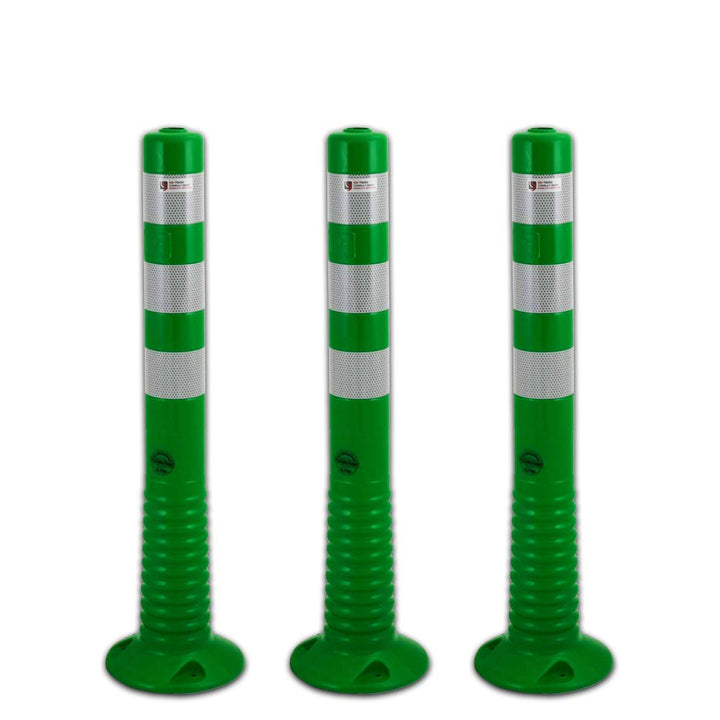 UvV Absperrpfosten Flexipfosten grün weiss 3er Set 75 oder 100cm (Folienstreifen 2B, 750mm) Folienst