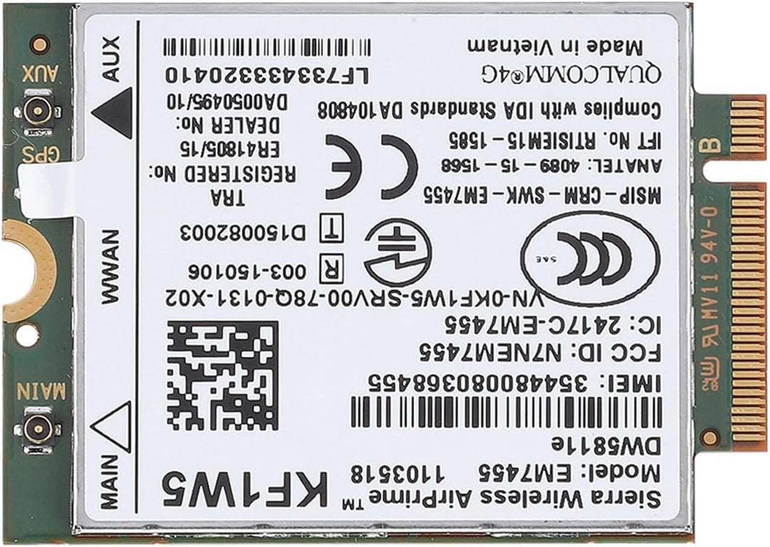 Lazmin 4G LTE WWAN NGFF-Kartenmodul, kabelloses EM7455-Netzwerkadapter-Kartenmodul für Dell DW5811e
