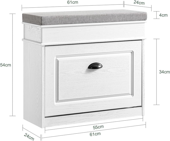 SoBuy Schuhbank mit Sitzkissen Stauraum Schuhschrank Schuhregal schmal platzsparende Sitzbank mit St