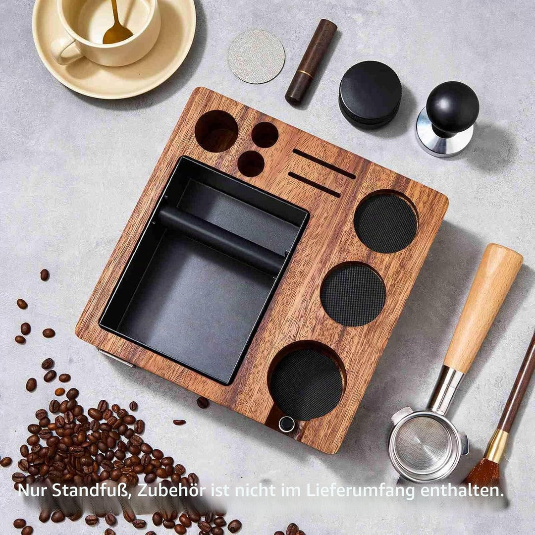 Walnussholz Espresso Stopfstation, Kaffee Tamperstation Organizer, Barista Zubehör für 51/54 mm Sieb