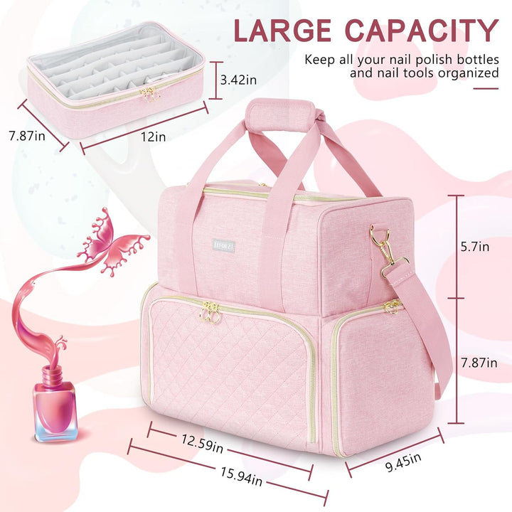 Nagellack Organizer Tasche,Doppelschichtige Nagellack Aufbewahrung Tasche für 80 Flaschen (15 ml) un