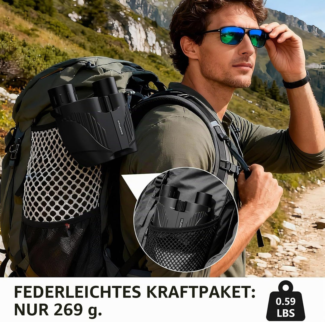 Fernglas 20x25 für Erwachsene & Kinder 8-12 | Mini Kompakt Fernglas Klein | BAK4 FMC Optik, Wasserdi