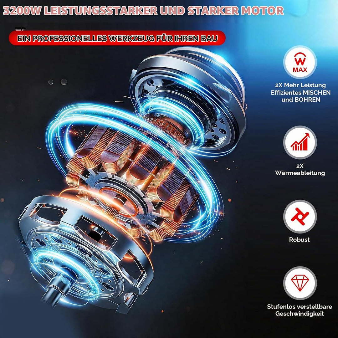 IMAYCC 3200W Rührwerk Elektrischer, 2-in-1 Multifunktionaler Mörtelrührer Bohrmischer, Betonmischer