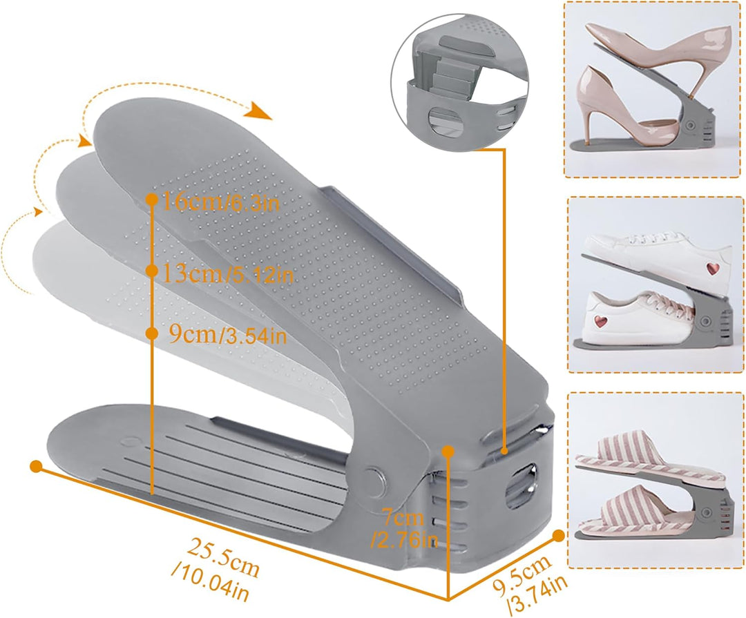 HENGMEI 30er Set Verstellbarer Schuhregal Set Schuhstapler Schuhhalter Schuhorganizer 3 höhenverstel