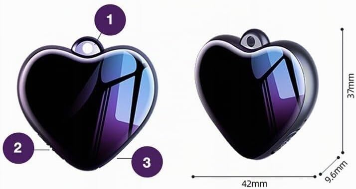 Mini Diktiergerät Q66 Herzform | 8GB USB Audio-Aufnahmegerät | Diktaphon mit Sprachaktivierung, 3072