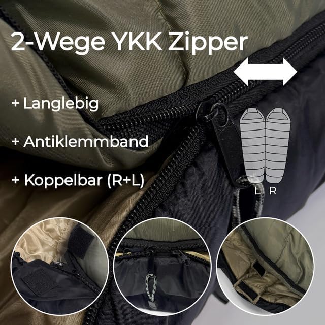 Explorer® Northpole Schlafsack Outdoor -21°C -4°C [300GSM] 3-4 Jahreszeiten Winter Mumienschlafsack