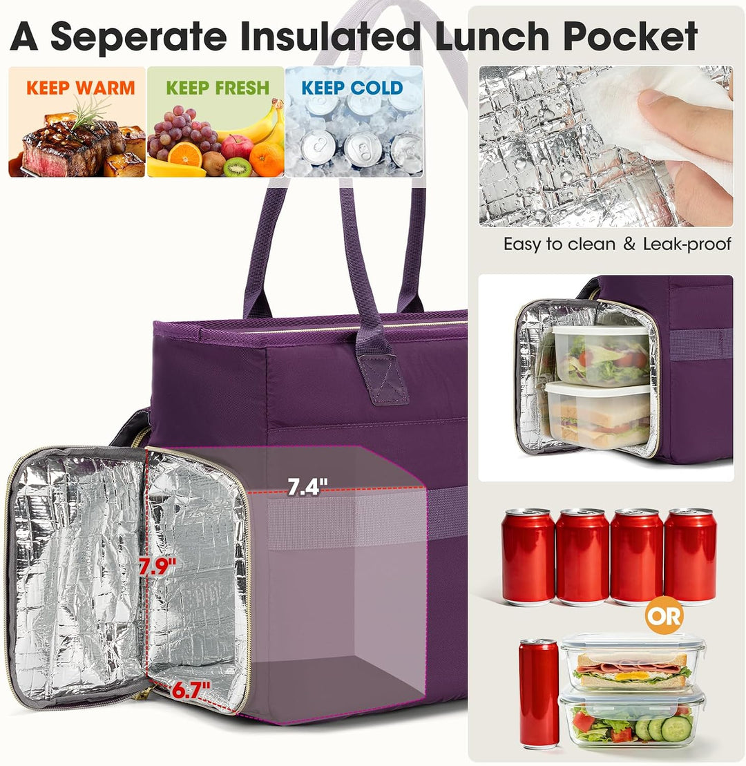 RAINSMORE Lehrertasche Damen mit Lunchfach 15,6 Zoll Laptoptasche Gross Isoliertes Fach Wasserdicht