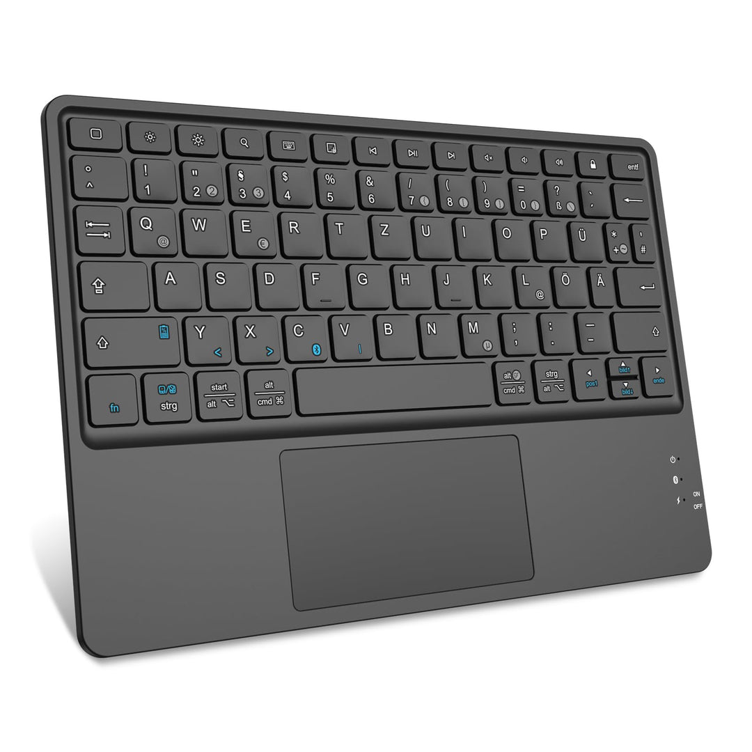 Fintie Kabellose Bluetooth Tastatur mit Touchpad, Deutsch Layout für iPad, Samsung, Lenovo Tablets,