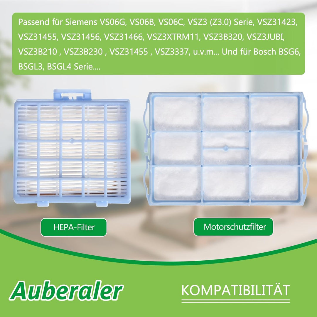 Ersetzt 3x HEPA Filter+3x Motorschutzfilter für Siemens VS06G VS06B VS06C VSZ3 (Z3.0) Serie VSZ31423